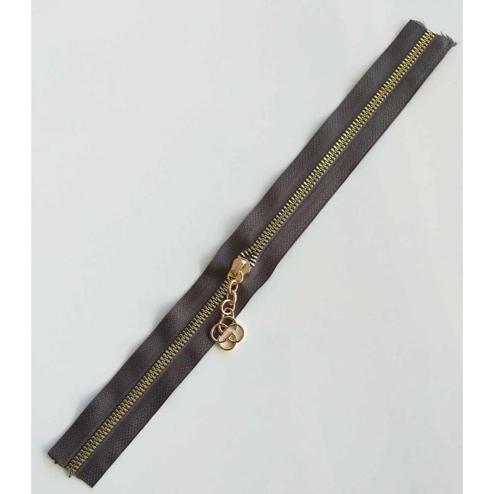 Çanta Aksesuar Başlıklı Fermuar 30 Cm Light Gold Metal Koyu Vizon