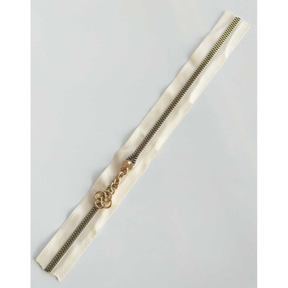 Çanta Aksesuar Başlıklı Fermuar 30 Cm Light Gold Metal Krem
