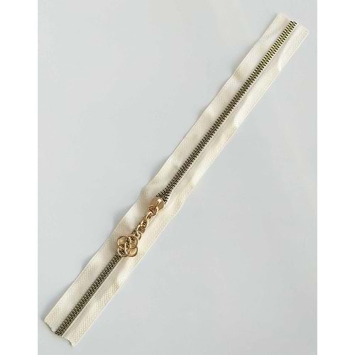 Çanta Aksesuar Başlıklı Fermuar 30 Cm Light Gold Metal Krem