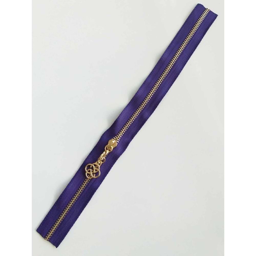 Çanta Aksesuar Başlıklı Fermuar 30 Cm Light Gold Metal Mor