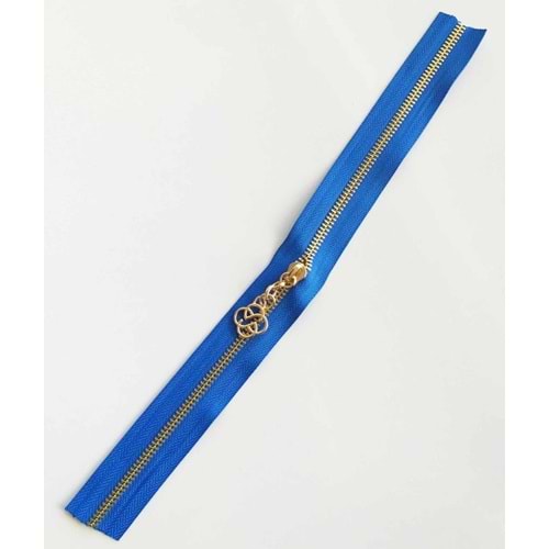 Çanta Aksesuar Başlıklı Fermuar 30 Cm Light Gold Metal Saks Mavi