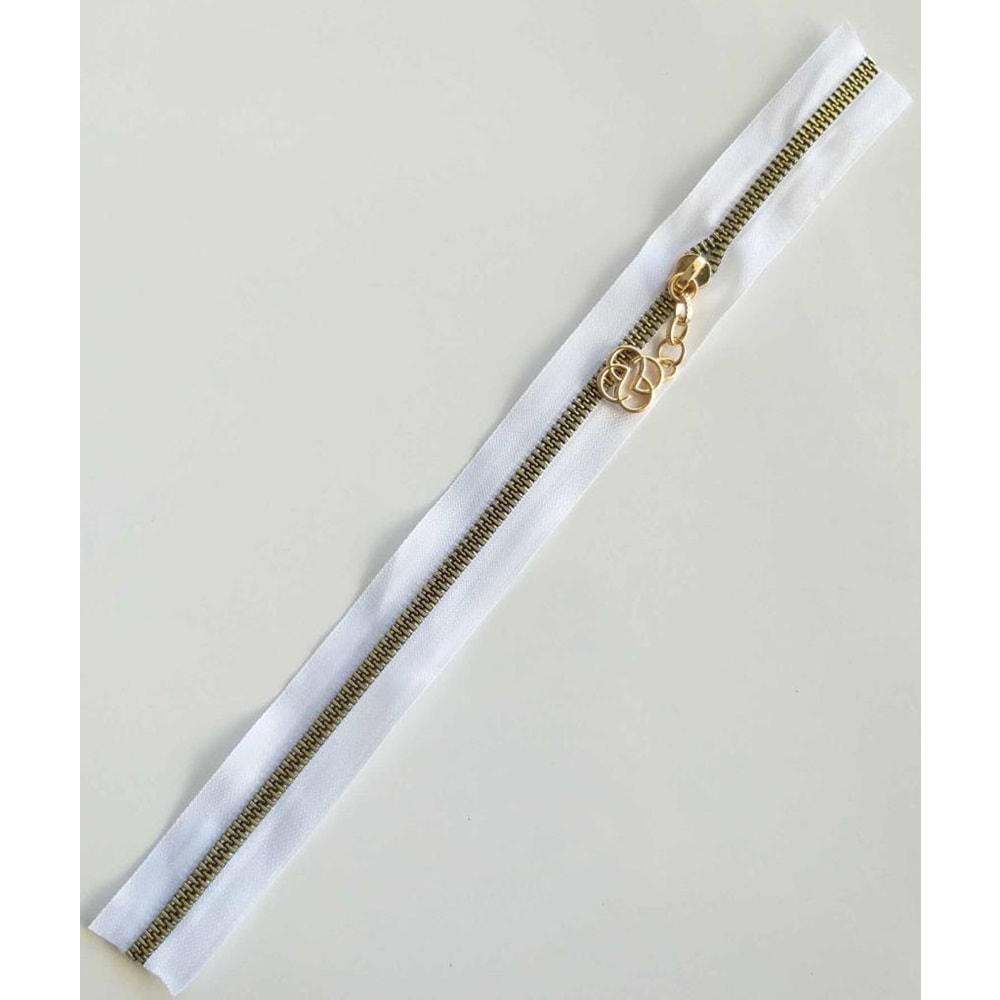 Çanta Aksesuar Başlıklı Fermuar 30 Cm Light Gold Metal Beyaz