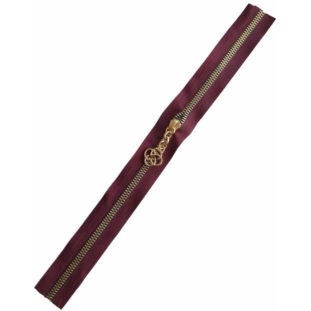 Çanta Aksesuar Başlıklı Fermuar 30 Cm Light Gold Metal Bordo