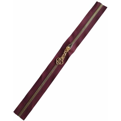 Çanta Aksesuar Başlıklı Fermuar 30 Cm Light Gold Metal Bordo