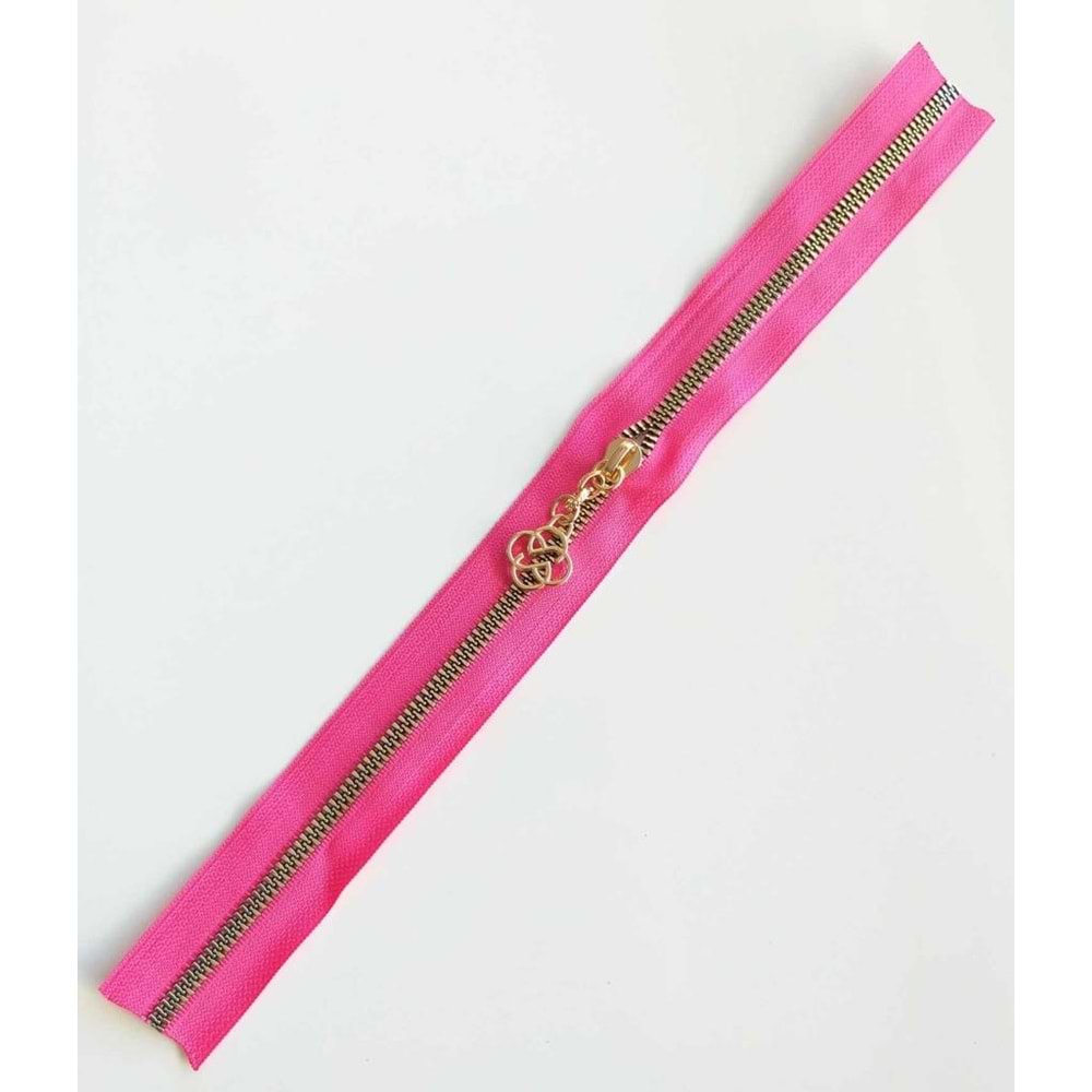 Çanta Aksesuar Başlıklı Fermuar 30 Cm Light Gold Metal Fuşya