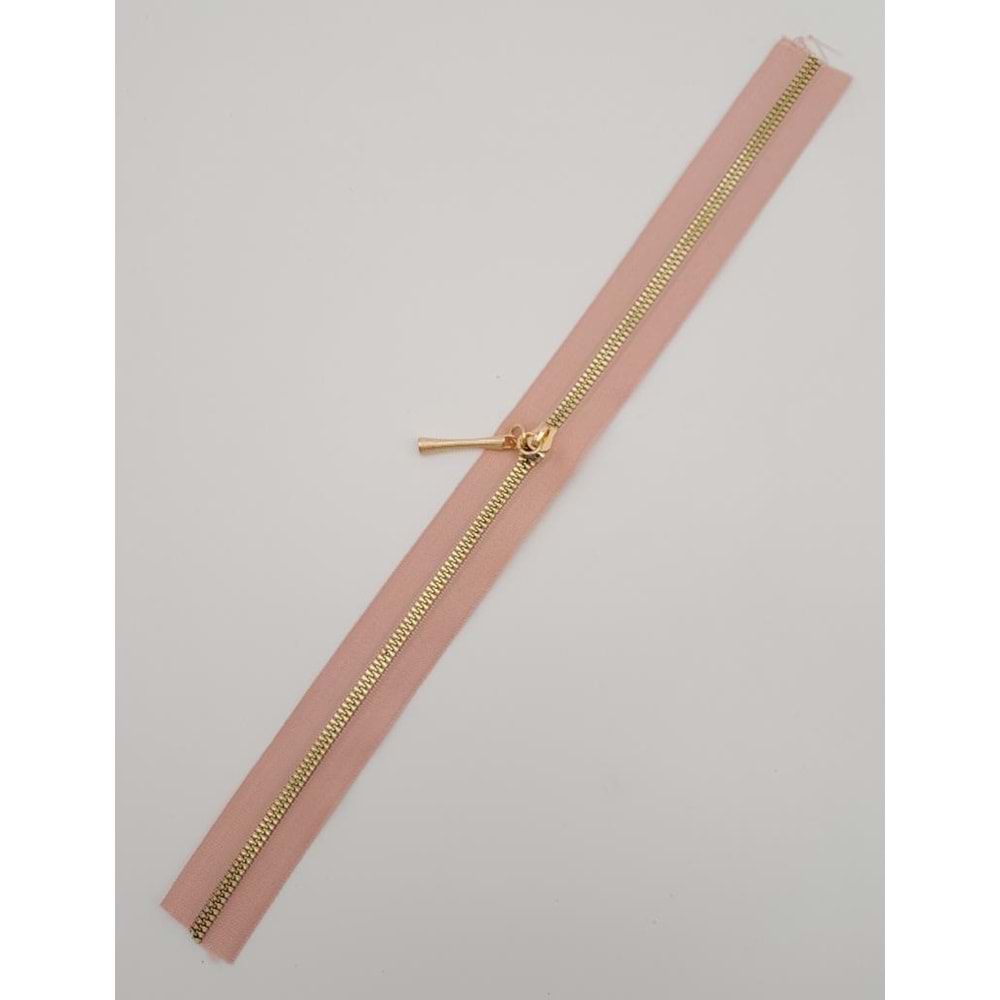 Çanta Aksesuar Başlıklı Fermuar 40 Cm Light Gold Metal Pudra Renk
