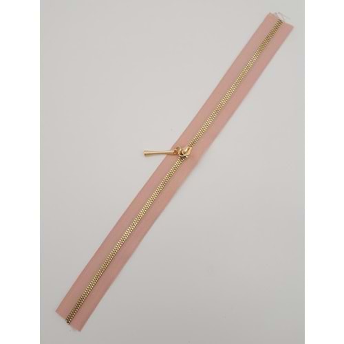 Çanta Aksesuar Başlıklı Fermuar 40 Cm Light Gold Metal Pudra Renk