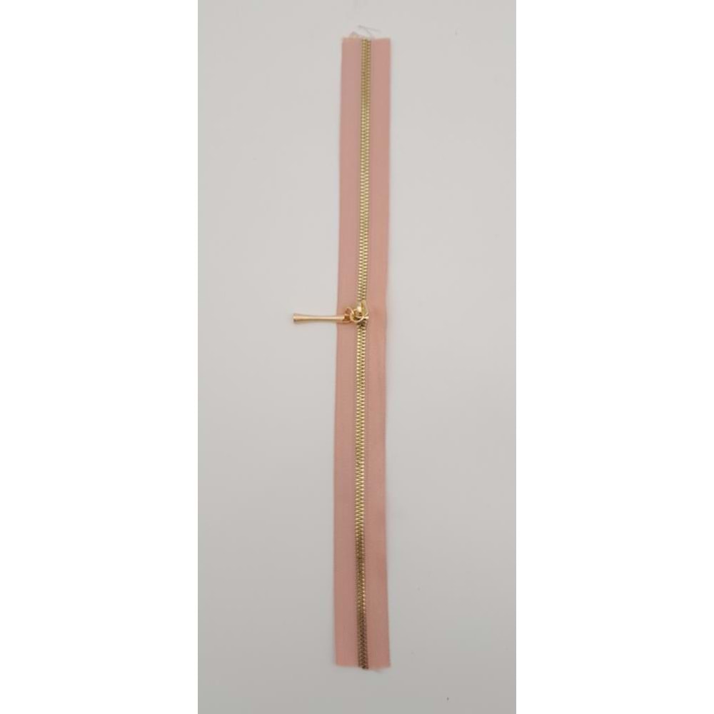 Çanta Aksesuar Başlıklı Fermuar 40 Cm Light Gold Metal Pudra Renk