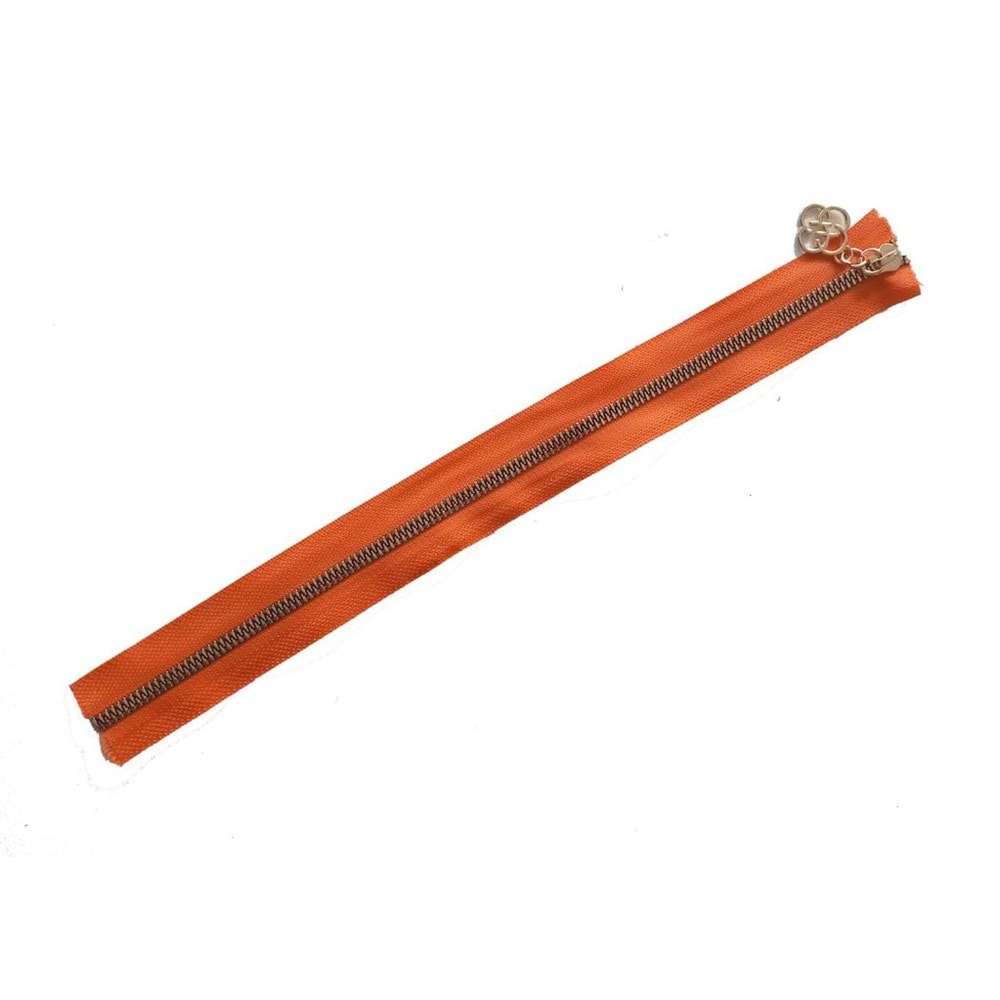Çanta Aksesuar Başlıklı Fermuar 40 Cm Light Gold Metal Turuncu
