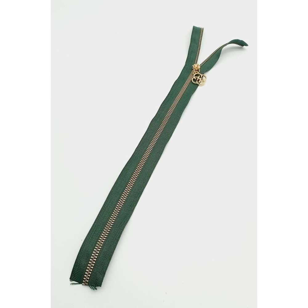 Çanta Aksesuar Başlıklı Fermuar 40 Cm Light Gold Metal Zümrüt Yeşili