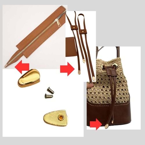 Çanta Aksesuar Light Gold Renk Fermuar Stop Büzgü Ucu 2 Adet