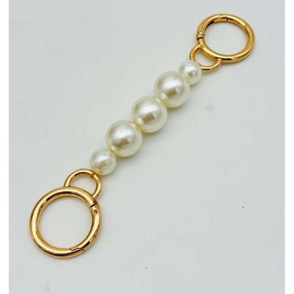 Çanta Aksesuar İncili Light Gold Renk Halkalı Kulpluk 1 Adet 17 cm