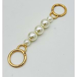 Çanta Aksesuar İncili Light Gold Renk Halkalı Kulpluk 1 Adet 17 cm