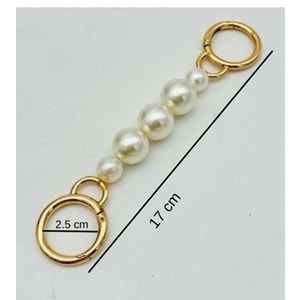 Çanta Aksesuar İncili Light Gold Renk Halkalı Kulpluk 1 Adet 17 cm