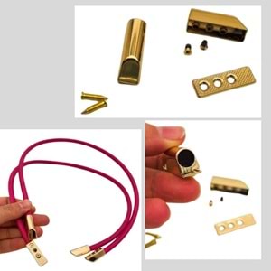 Çanta Aksesuar 8 Mm Light Gold Renk Vidalı Kulpluk 2 Adet