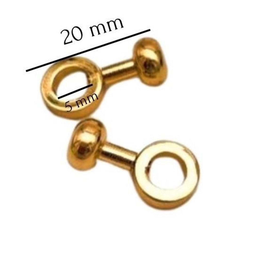 Angel Çanta Aksesuar 2 Cm Gümüş Renk Vidalı Halka Kulpluk 2 Adet