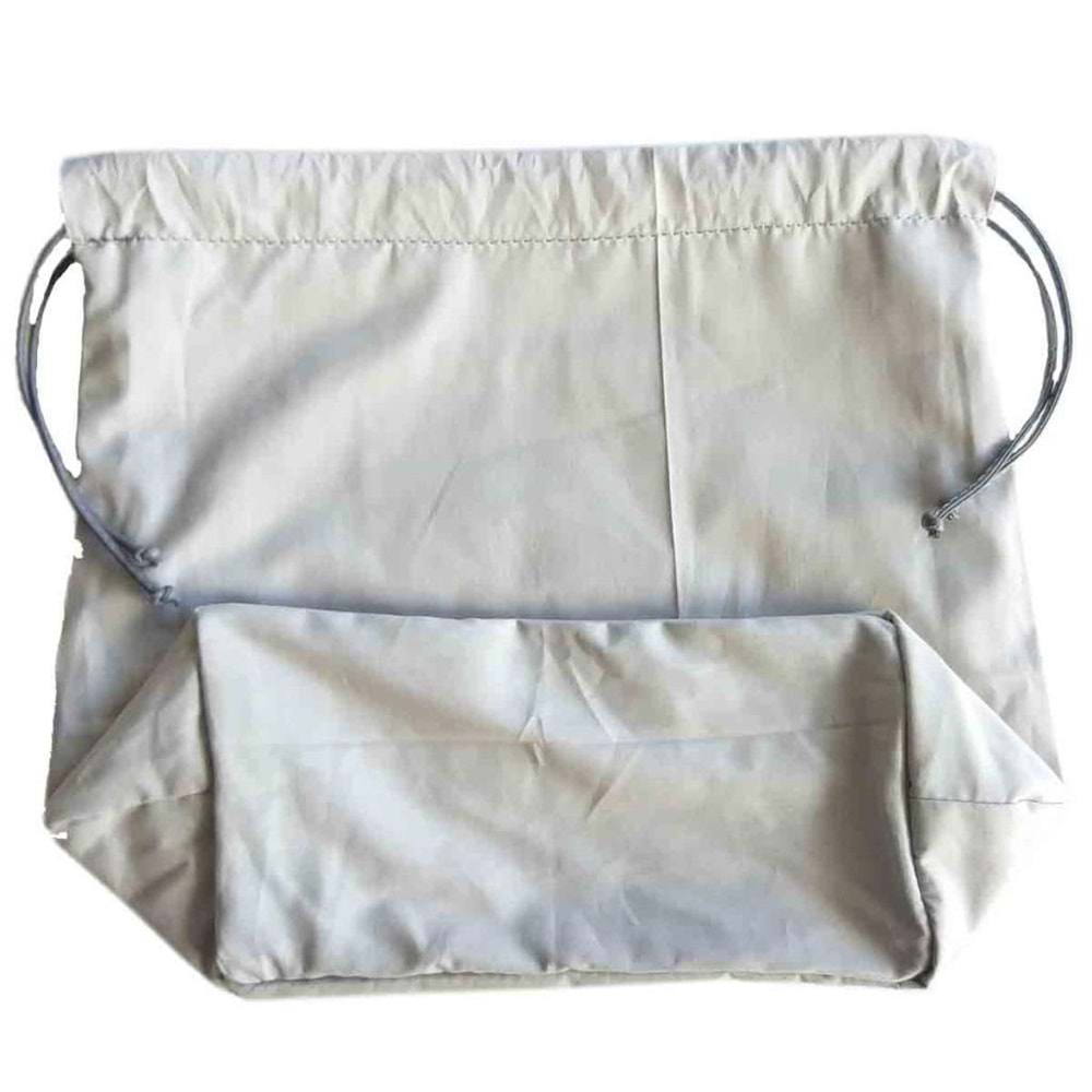 Çanta Aksesuar Örgü Çantaya Hazır Astar Tabanlı Büzgülü 22X12Cm Açık Gri