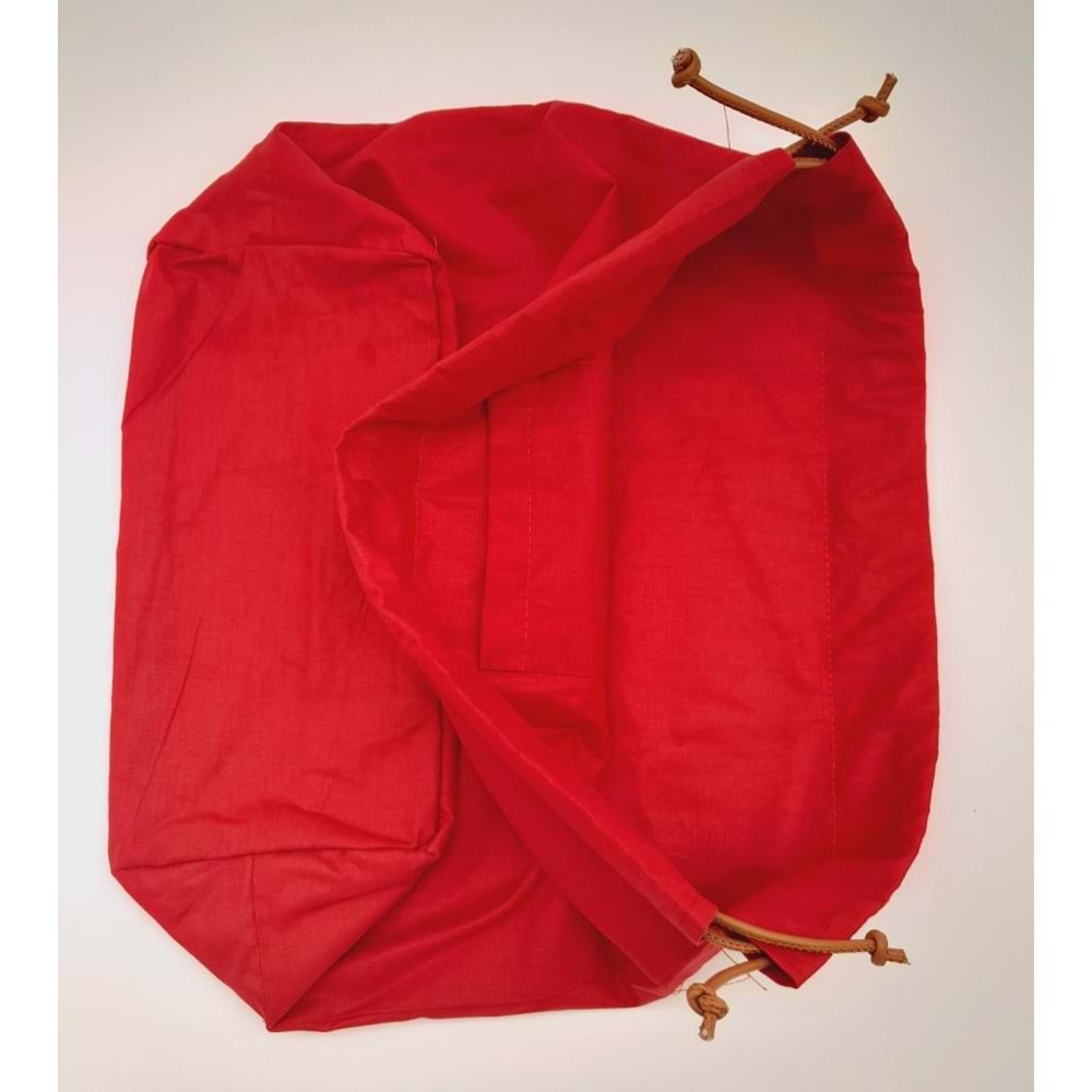 Çanta Aksesuar Örgü Çantaya Hazır Astar Tabanlı Büzgülü 22x12 cm Kırmızı Renk