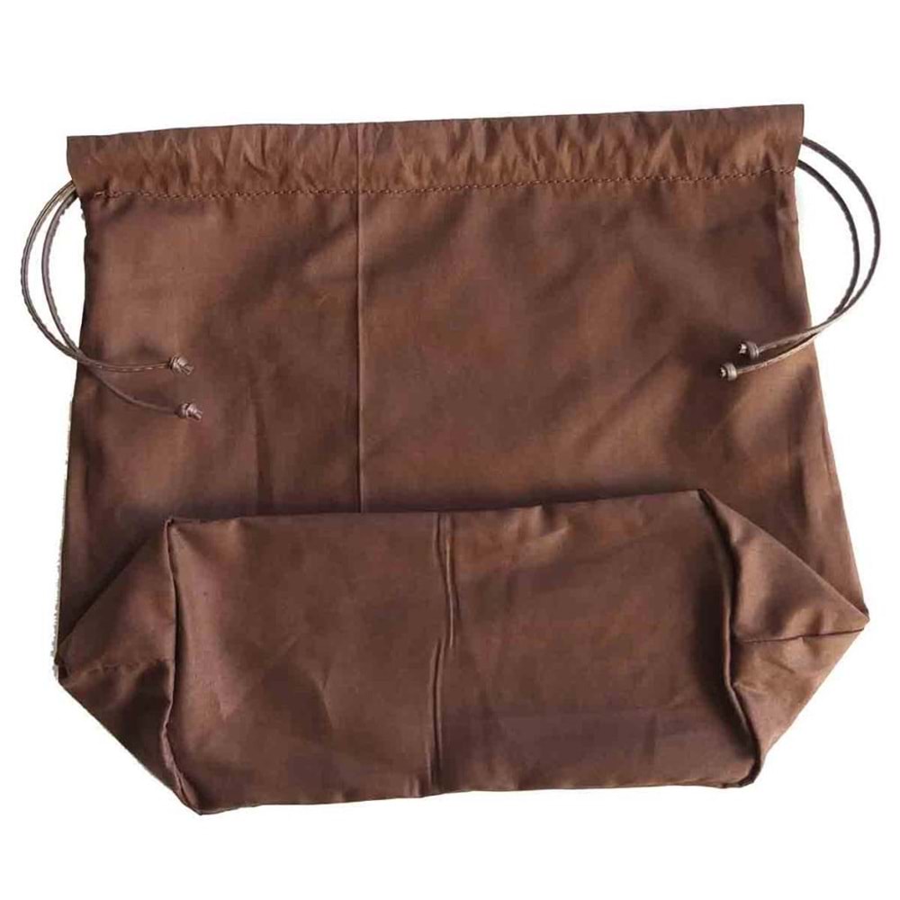 Çanta Aksesuar Örgü Çantaya Hazır Astar Tabanlı Büzgülü 22X12Cm Koyu Kahve