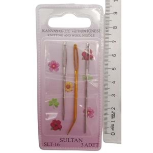 Çanta Aksesuar 3 Lü Kanvas Örgü ve Yün İğnesi Seti SLT-16
