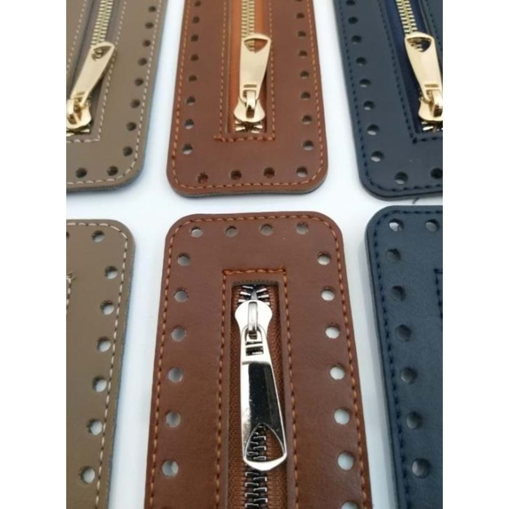 Çanta Aksesuar Derili Fermuar Yeni Model Taba 30 Cm Gümüş