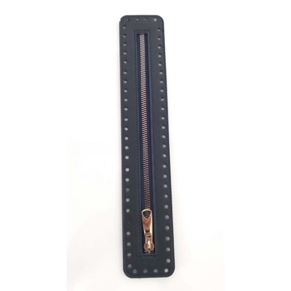 Çanta Aksesuar Derili Fermuar Yeni Model Lacivert 30 Cm Gümüş
