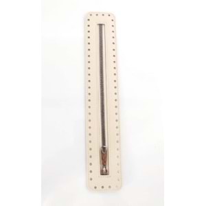 Çanta Aksesuar Derili Fermuar Yeni Model Krem 30 Cm Gümüş