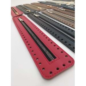 Çanta Aksesuar Derili Fermuar Yeni Model Kırmızı 30 Cm Light Gold