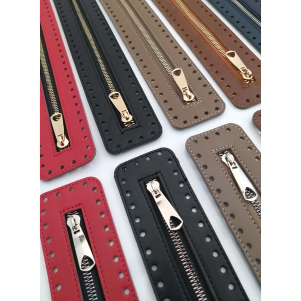 Çanta Aksesuar Derili Fermuar Yeni Model Siyah 30 Cm Light Gold