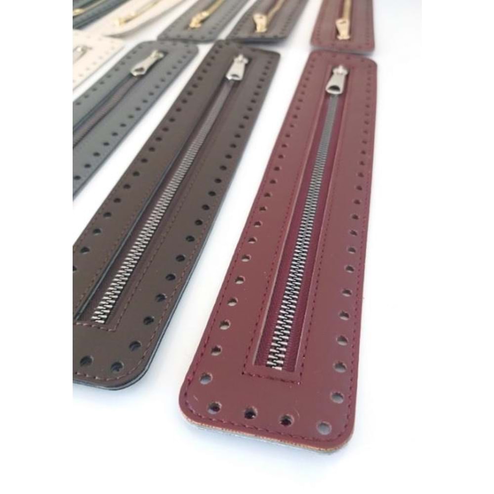 Çanta Aksesuar Derili Fermuar Yeni Model Bordo 30 Cm Light Gold