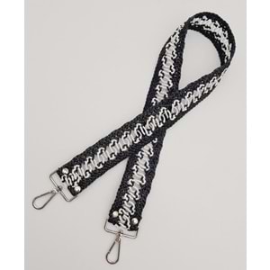 Çanta Aksesuar Ledi Hasır Örgü Model Siyah Beyaz Çanta Sapı Gümüş Metalli