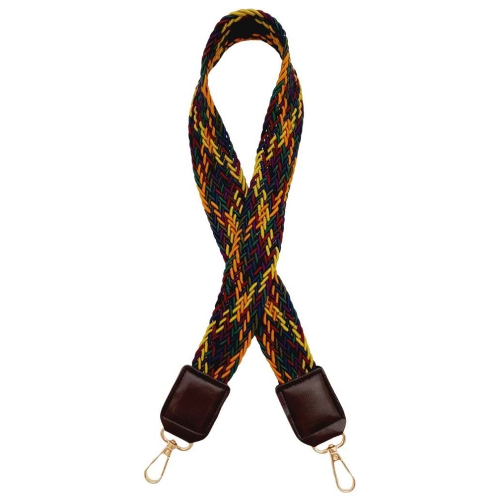 Çanta Aksesuar Ledi Supra Örgü Model Koyu Kahverengi Derili Çanta Sapı Light Gold Metalli