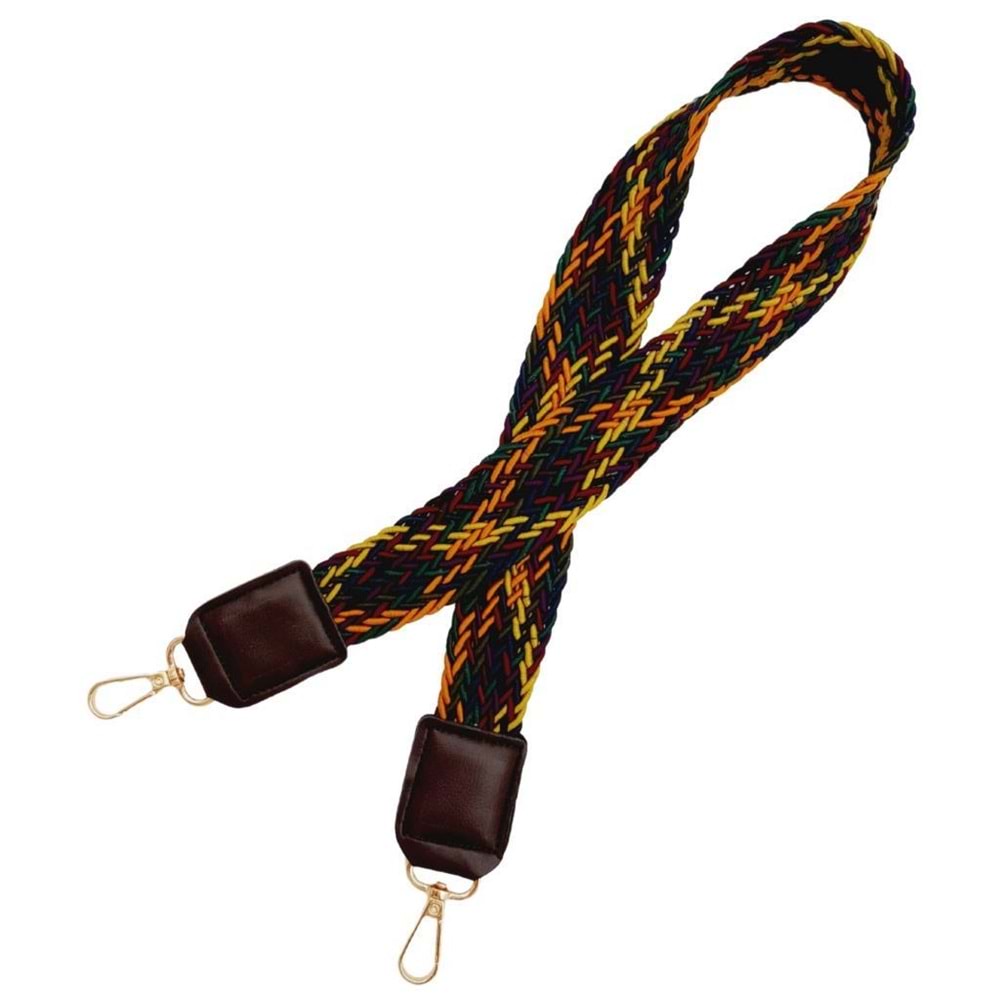 Çanta Aksesuar Ledi Supra Örgü Model Koyu Kahverengi Derili Çanta Sapı Light Gold Metalli