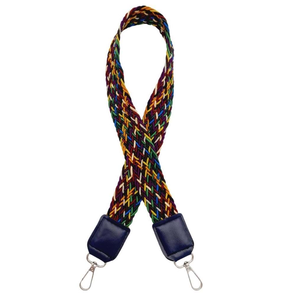 Çanta Aksesuar Ledi Supra Örgü Model Lacivert Renk Derili Çanta Sapı Gümüş Metalli