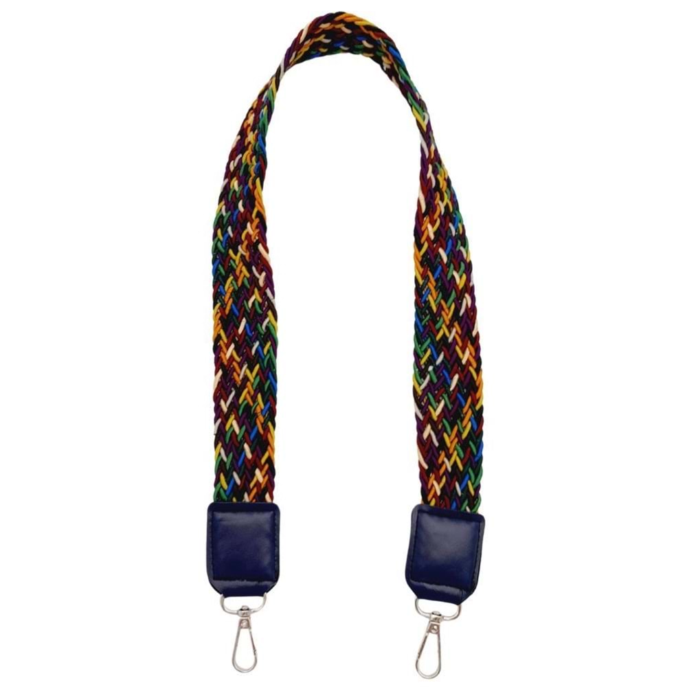 Çanta Aksesuar Ledi Supra Örgü Model Lacivert Renk Derili Çanta Sapı Gümüş Metalli