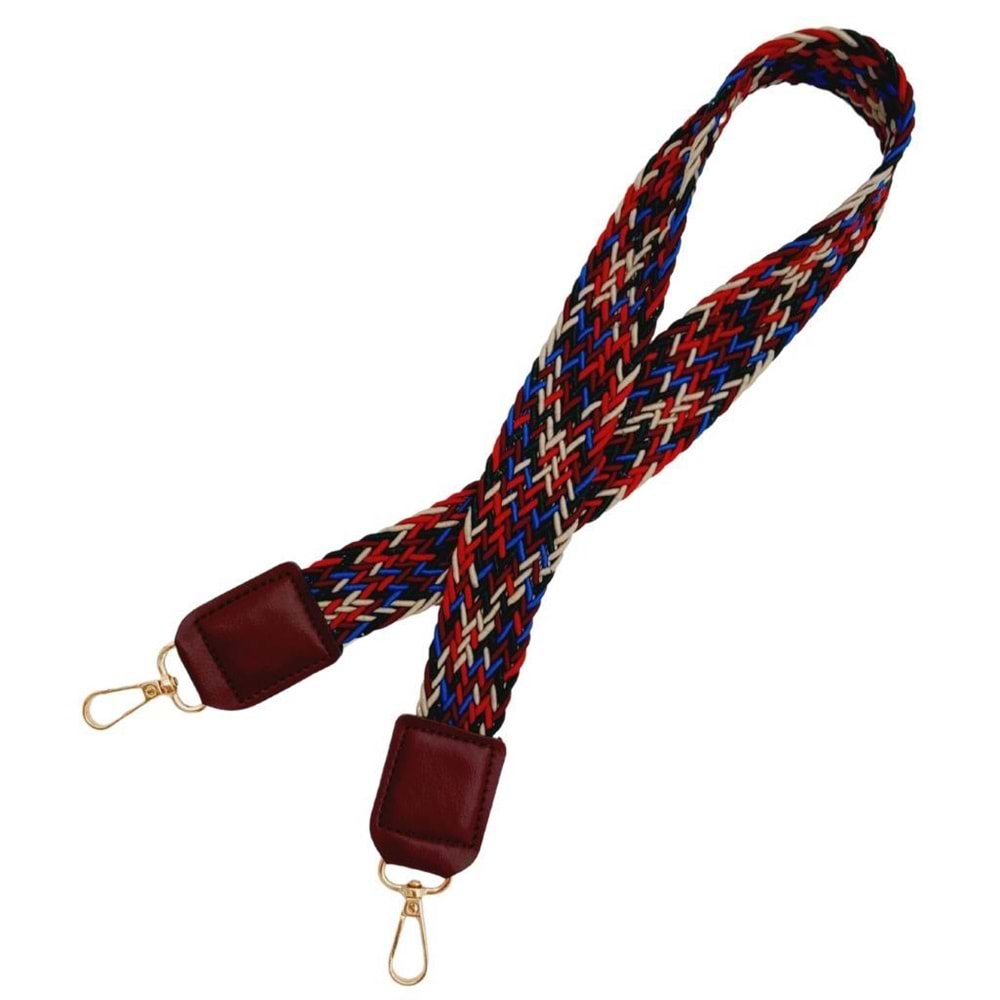 Çanta Aksesuar Ledi Supra Örgü Model Bordo Renk Derili Çanta Sapı Light Gold Metalli