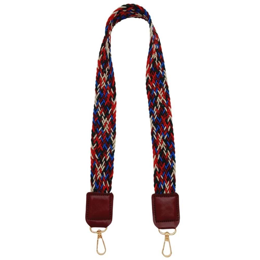 Çanta Aksesuar Ledi Supra Örgü Model Bordo Renk Derili Çanta Sapı Light Gold Metalli