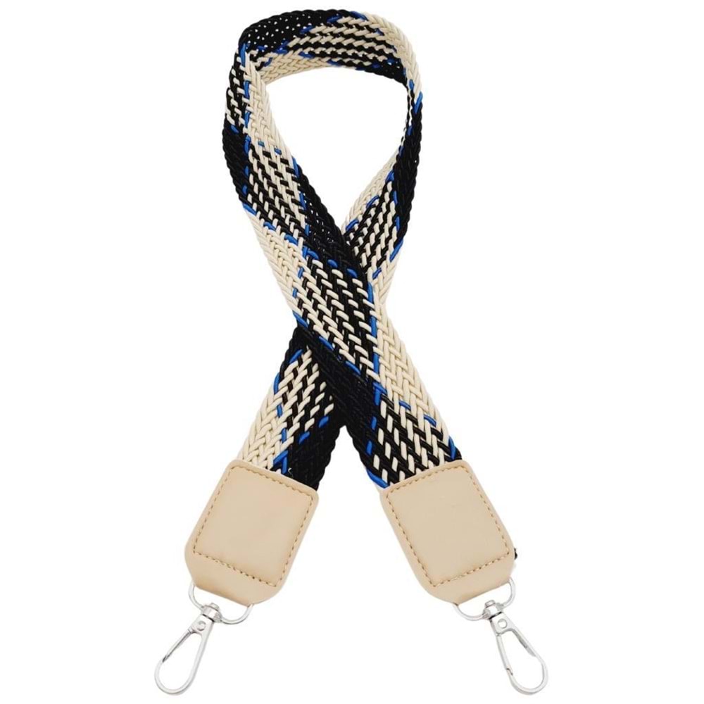 Çanta Aksesuar Ledi Supra Örgü Model Bej Renk Derili Çanta Sapı No:01 Gümüş Metalli