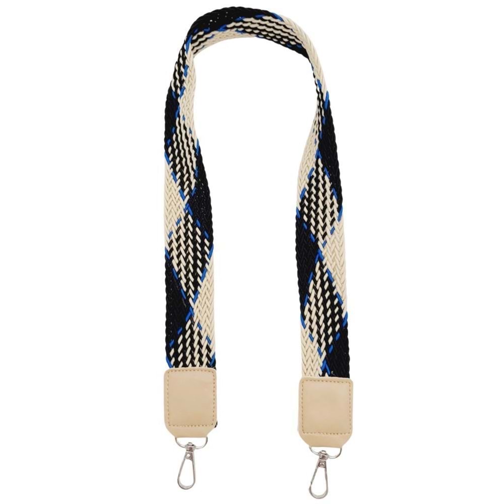 Çanta Aksesuar Ledi Supra Örgü Model Bej Renk Derili Çanta Sapı No:01 Gümüş Metalli