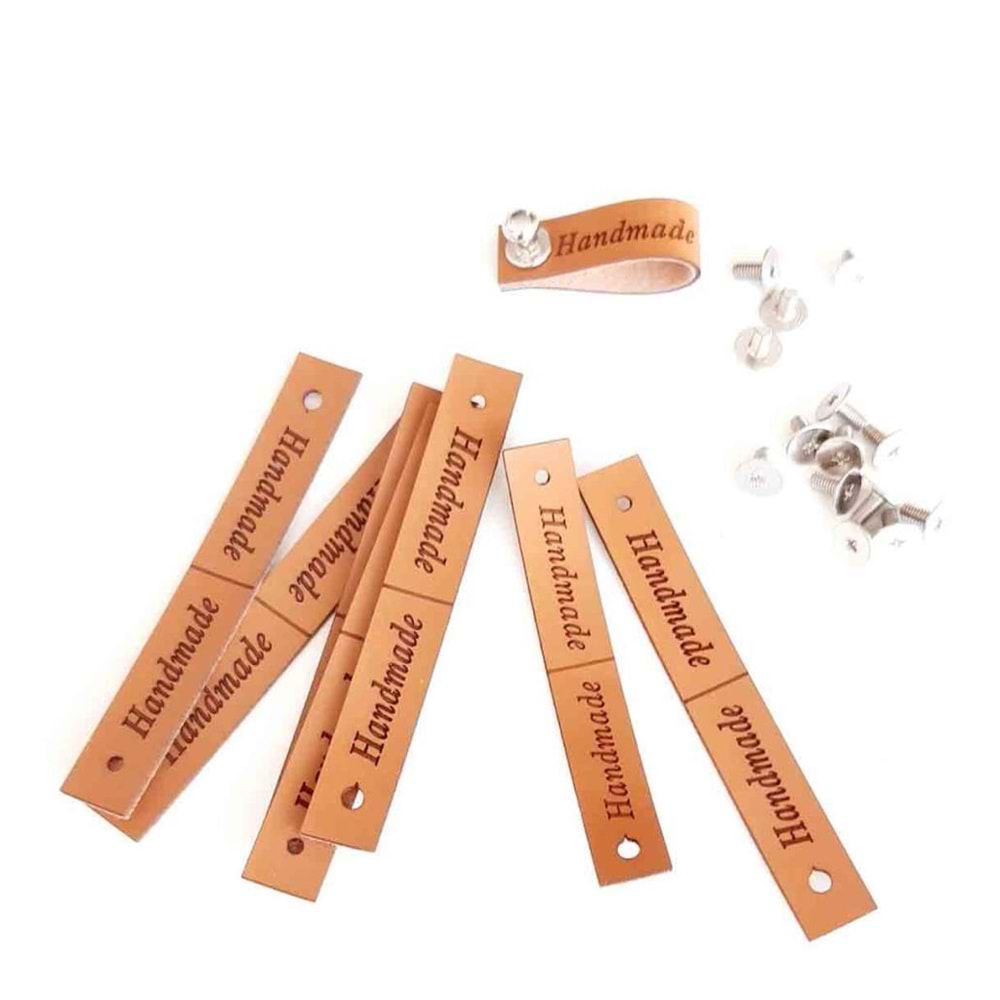 Çanta Aksesuar 10'Lu Vidalı Suni Deri Etiket 1X7 Cm Gümüş Metalli