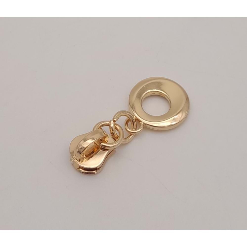 Çanta Aksesuar Light Gold Renk Yuvarlak Tutmalı Fermuar Başı