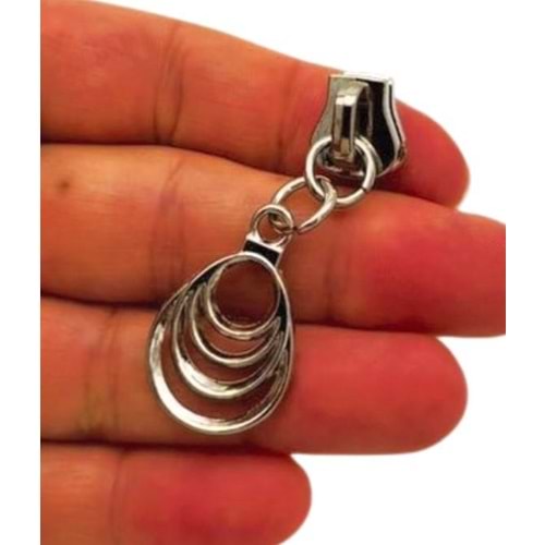 Çanta Aksesuar Gümüş Renk Damla Model Fermuar Başı