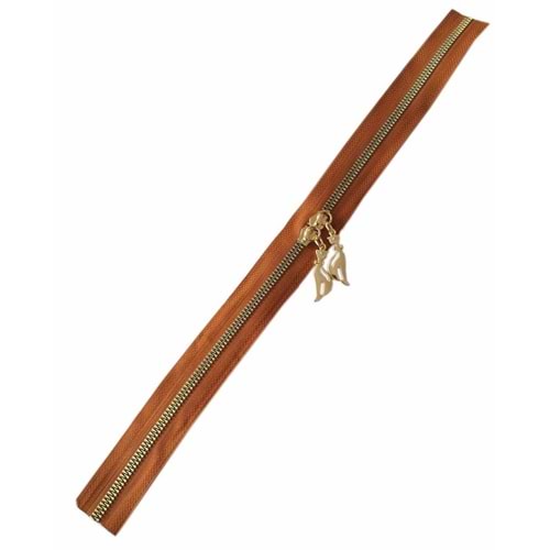 Çanta Aksesuar Çift Başlı Taba Fermuar Light Gold Metal 40 Cm