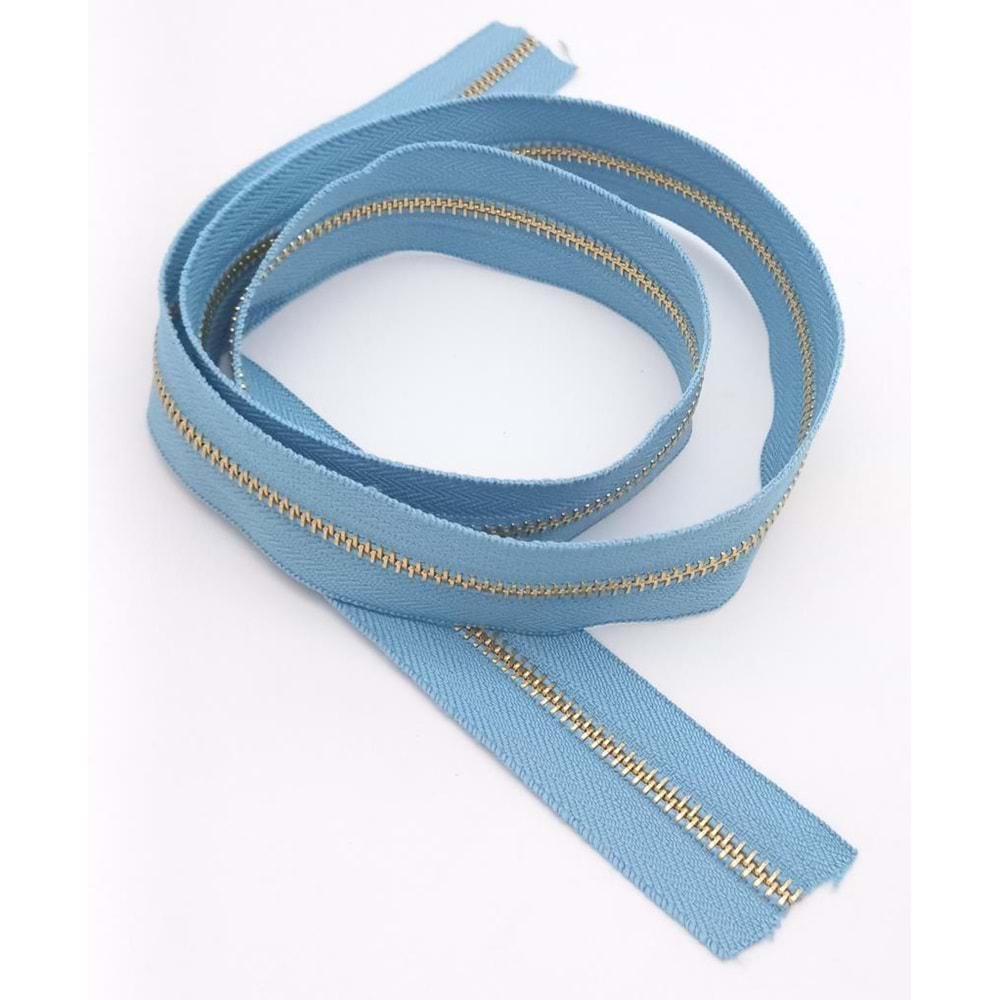 Çanta Aksesuar Ortası Gold Fermuar 100 Cm Açık Mavi Renk