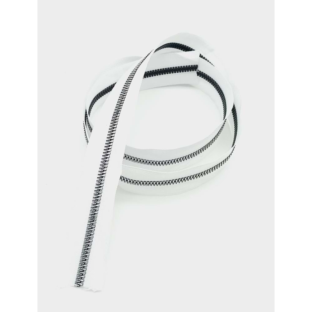 Çanta Aksesuar Ortası Gümüş Fermuar 100 Cm Beyaz Renk
