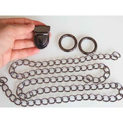 Çanta Aksesuar Füme Renk Zincir Set