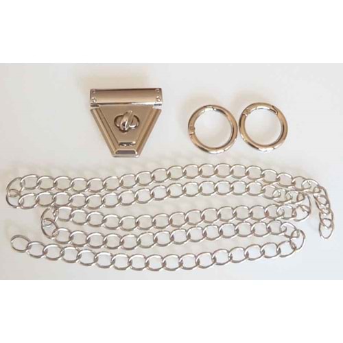 Çanta Aksesuar Gümüş Renk Zincir Set