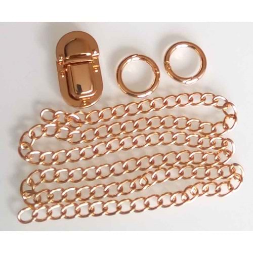 Çanta Aksesuar Light Gold Renk Zincir Set