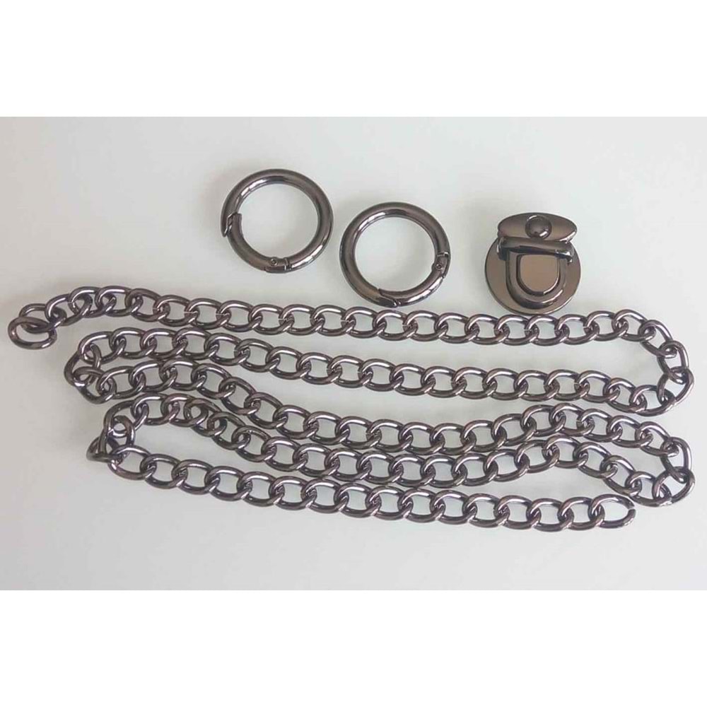 Çanta Aksesuar Füme Renk Çanta Zincir Set