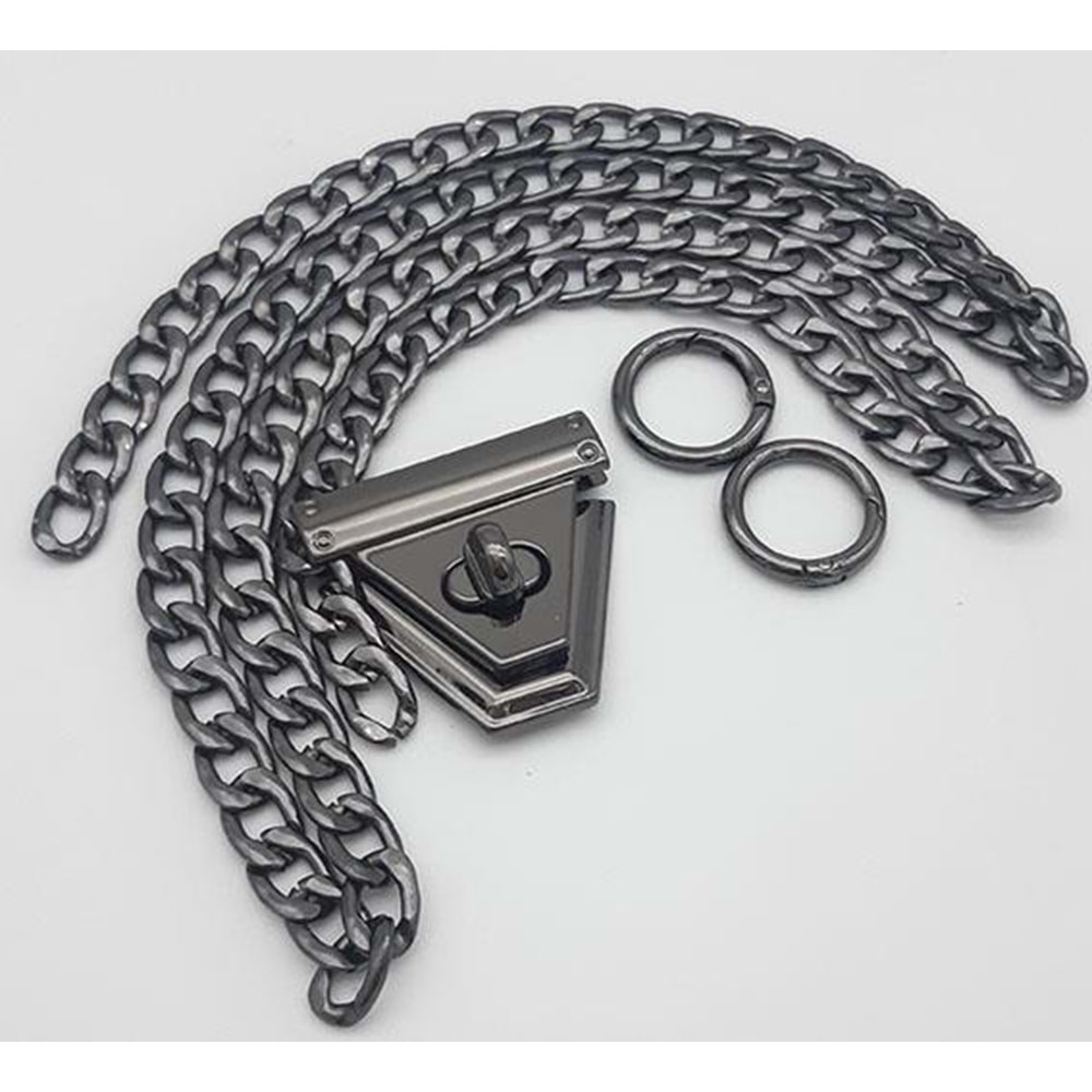 Çanta Aksesuar Füme Renk Orta Kalınlık Zincir Set No:56